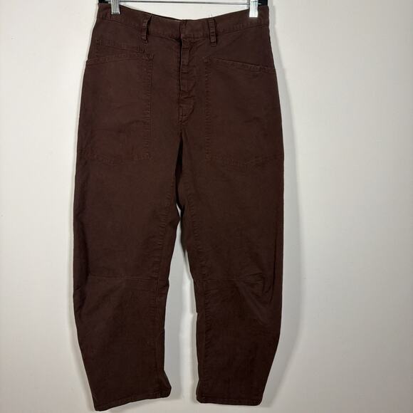 Niki Lotan Shon Pant Cotton Twill Tapered Stretch Brown 00 Barrel Leg Slouchy - Picture 4 of 11